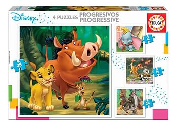 Promoties Educa Borras puzzel 4-in-1 Disney Animals - Geldig van 09/08/2021 tot 08/11/2021 bij Dreamland