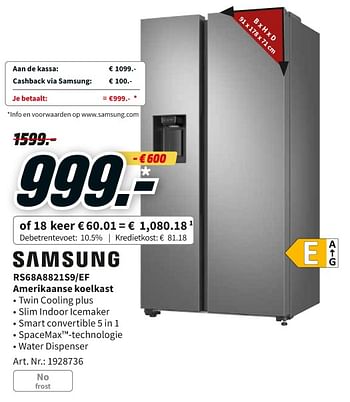 fysiek ambitie College Samsung Samsung rs68a8821s9-ef amerikaanse koelkast - Promotie bij Media  Markt