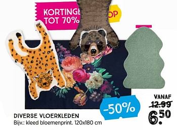 Promoties Diverse vloerkleden kleed bloemenprint - Huismerk - Xenos - Geldig van 10/01/2022 tot 30/01/2022 bij Xenos