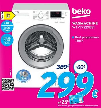 gisteren Middellandse Zee Optimaal Beko Beko wasmachine wtv7722xbs1 - Promotie bij Krefel