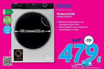 Promoties Haier wasmachine hw80-b14979 - Haier - Geldig van 01/01/2022 tot 31/01/2022 bij Krefel