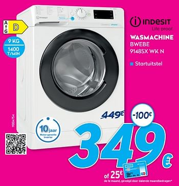 Promotions Indesit wasmachine bwebe 91485x wk n - Indesit - Valide de 01/01/2022 à 31/01/2022 chez Krefel
