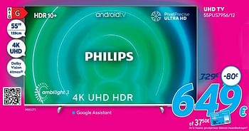 Promotions Philips uhd tv 55pus7956-12 - Philips - Valide de 01/01/2022 à 31/01/2022 chez Krefel