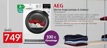 Promotions Aeg sèche-linge pompe à chaleur t8dsg86pb - AEG - Valide de 03/01/2022 à 31/01/2022 chez Selexion