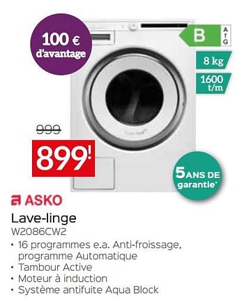 Promotions Asko lave-linge w2086cw2 - Asko - Valide de 03/01/2022 à 31/01/2022 chez Selexion