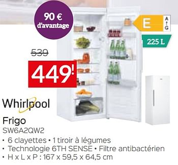 Promotions Whirlpool frigo sw6a2qw2 - Whirlpool - Valide de 03/01/2022 à 31/01/2022 chez Selexion