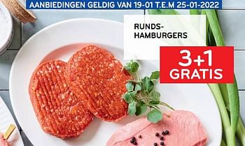 Promoties Rundshamburgers 3+1 gratis - Huismerk - Alvo - Geldig van 19/01/2022 tot 25/01/2022 bij Alvo