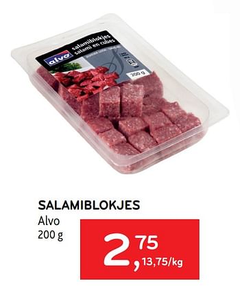 Promotions Salamiblokjes alvo - Produit maison - Alvo - Valide de 12/01/2022 à 25/01/2022 chez Alvo