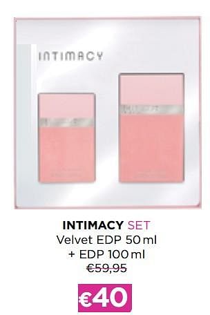 Promoties Intimacy set velvet edp + edp - Intimacy - Geldig van 03/01/2022 tot 31/01/2022 bij ICI PARIS XL
