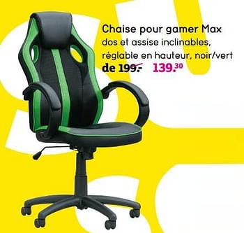 Promotions Chaise pour gamer max - Produit maison - Leen Bakker - Valide de 03/01/2022 à 31/01/2022 chez Leen Bakker