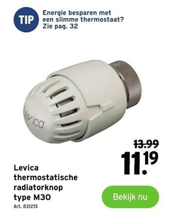 Promoties Levica thermostatische radiatorknop type m30 - Levica - Geldig van 03/01/2022 tot 01/02/2022 bij Gamma