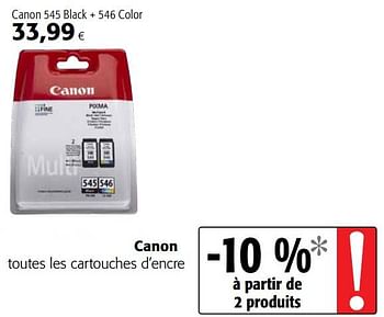 Canon Canon 545 black + 546 color - En promotion chez Colruyt