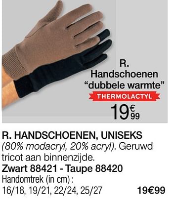 Promoties Handschoenen dubbele warmte - Huismerk - Damart - Geldig van 03/01/2022 tot 31/01/2022 bij Damart