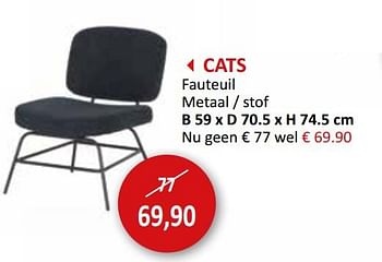 Promoties Cats fauteuil - Huismerk - Weba - Geldig van 03/01/2022 tot 31/01/2022 bij Weba