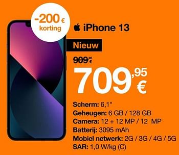 Promoties Apple iphone 13 - Apple - Geldig van 02/01/2022 tot 31/01/2022 bij Orange