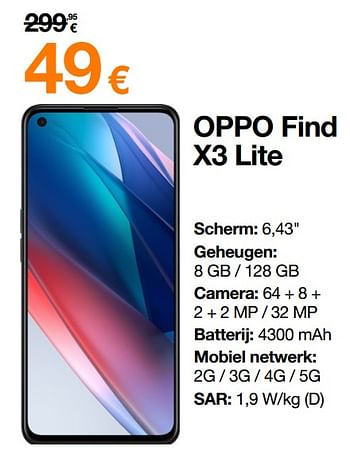 Promoties Oppo find x3 lite - Oppo - Geldig van 02/01/2022 tot 31/01/2022 bij Orange
