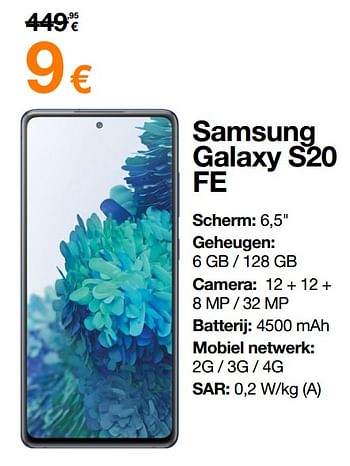 Promoties Samsung galaxy s20 fe - Samsung - Geldig van 02/01/2022 tot 31/01/2022 bij Orange