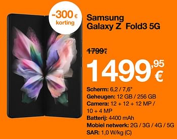 Promoties Samsung galaxy z fold3 5g - Samsung - Geldig van 02/01/2022 tot 31/01/2022 bij Orange