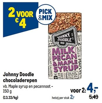 Promoties Johnny doodle chocoladerepen maple syrup en pecannoot - Johnny Doodle - Geldig van 12/01/2022 tot 25/01/2022 bij Makro
