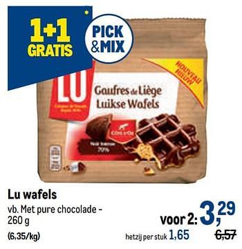 Promoties Lu wafels met pure chocolade - Lu - Geldig van 12/01/2022 tot 25/01/2022 bij Makro