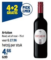 Artaban rood, wit of rosé-Rode wijnen