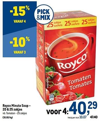 Promoties Royco minute soup tomaten - Royco - Geldig van 12/01/2022 tot 25/01/2022 bij Makro