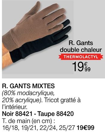 Promotions Gants double chaleur - Produit Maison - Damart - Valide de 03/01/2022 à 31/01/2022 chez Damart