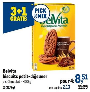 Promotions Belvita biscuits petit-déjeuner chocolat - Belvita - Valide de 12/01/2022 à 25/01/2022 chez Makro