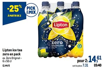 Promotions Lipton ice tea zero original - Lipton - Valide de 12/01/2022 à 25/01/2022 chez Makro