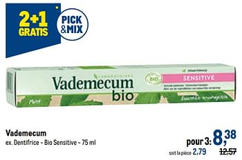 Promotions Vademecum dentifrice - bio sensitive - Vademecum - Valide de 12/01/2022 à 25/01/2022 chez Makro