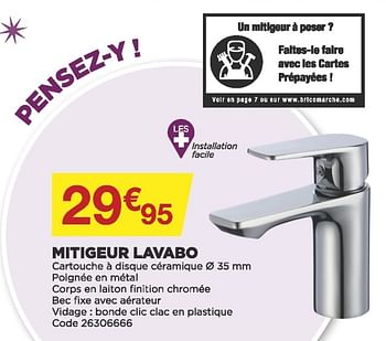 Promotions Mitigeur lavabo - Produit Maison - Brico Marché - Valide de 05/01/2022 à 15/01/2022 chez Brico Marché
