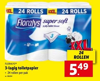 Promoties 3-lagig toiletpapier - Floralys - Geldig van 17/01/2022 tot 23/01/2022 bij Lidl