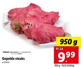 Promoties Gepelde steaks - Huismerk - Lidl - Geldig van 17/01/2022 tot 23/01/2022 bij Lidl