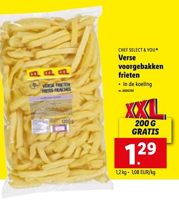 Promoties Verse voorgebakken frieten - Chef select & you - Geldig van 17/01/2022 tot 23/01/2022 bij Lidl
