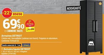 Promotions Armoire haute detroit - Produit Maison - Bricorama - Valide de 05/01/2022 à 23/01/2022 chez Bricorama