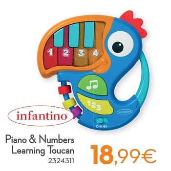 Promotions Piano + numbers learning toucan - Infantino - Valide de 01/01/2022 à 31/12/2022 chez Cora