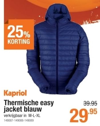 Promoties Thermische easy jacket blauw - Kapriol - Geldig van 06/01/2022 tot 02/02/2022 bij Cevo Market
