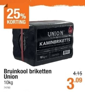 Promoties Bruinkool briketten union - Union - Geldig van 06/01/2022 tot 02/02/2022 bij Cevo Market