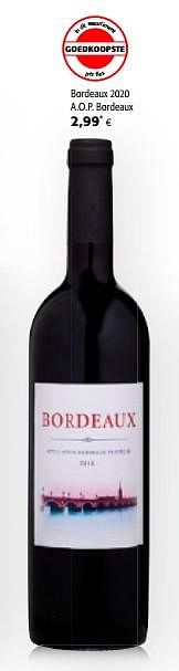 Bordeaux 2020 a.o.p. bordeaux-Rode wijnen