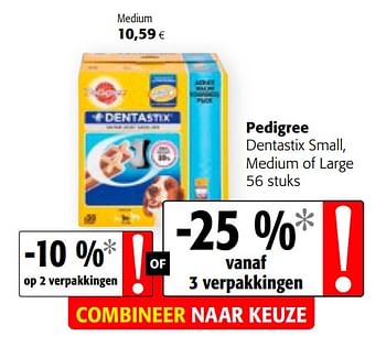 Promoties Pedigree dentastix small, medium of large - Pedigree - Geldig van 12/01/2022 tot 25/01/2022 bij Colruyt