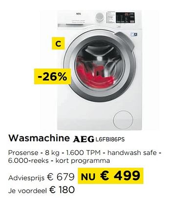 Promoties Wasmachine aeg l6fbi86ps - AEG - Geldig van 03/01/2022 tot 31/01/2022 bij Molecule
