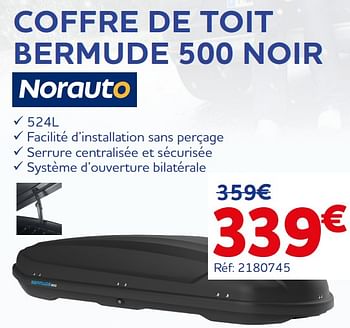 Promotions Coffre de toit bermude 500 noir - Norauto - Valide de 07/01/2022 à 08/03/2022 chez Auto 5