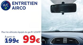Promotions Entretien airco pour les véhicules équipés du gaz r-1234yf - Produit maison - Auto 5  - Valide de 07/01/2022 à 08/03/2022 chez Auto 5