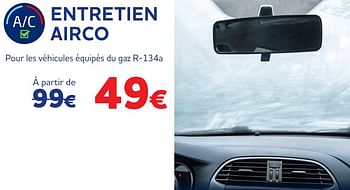 Promotions Entretien airco pour les véhicules équipés du gaz r-134a - Produit maison - Auto 5  - Valide de 07/01/2022 à 08/03/2022 chez Auto 5