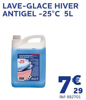 Promotions Lave-glace hiver antigel -25°c 5l - Produit maison - Auto 5  - Valide de 07/01/2022 à 08/03/2022 chez Auto 5