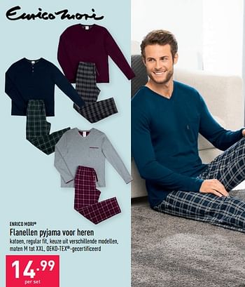 Promoties Flanellen pyjama voor heren - Enrico Mori - Geldig van 19/01/2022 tot 28/01/2022 bij Aldi
