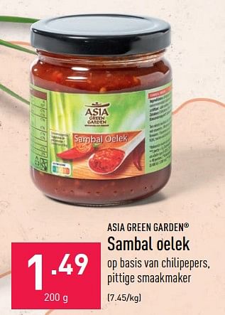 Promoties Sambal oelek - Asia Green Garden - Geldig van 19/01/2022 tot 28/01/2022 bij Aldi
