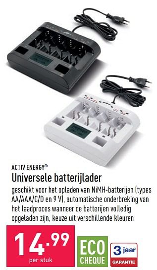 twaalf kleur puzzel Activ Energy Universele batterijlader - Promotie bij Aldi