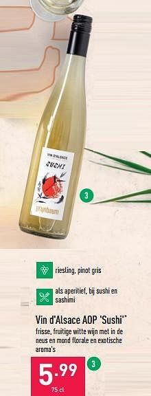 Promoties Vin d`alsace aop sushi - Witte wijnen - Geldig van 19/01/2022 tot 28/01/2022 bij Aldi