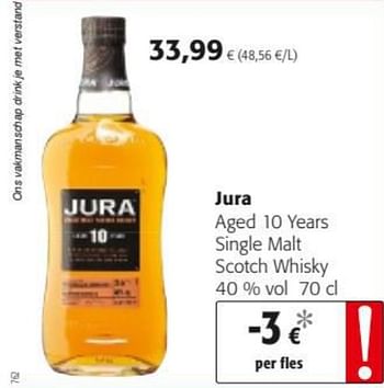 Promoties Jura aged 10 years single malt scotch whisky - Jura - Geldig van 12/01/2022 tot 25/01/2022 bij Colruyt